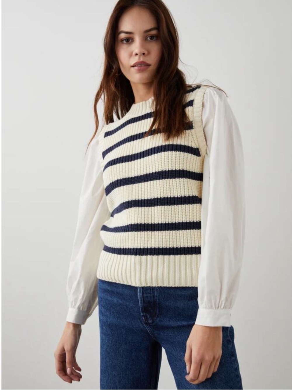 Rails Bambi Sweater in Ivory Navy Stripe Size L